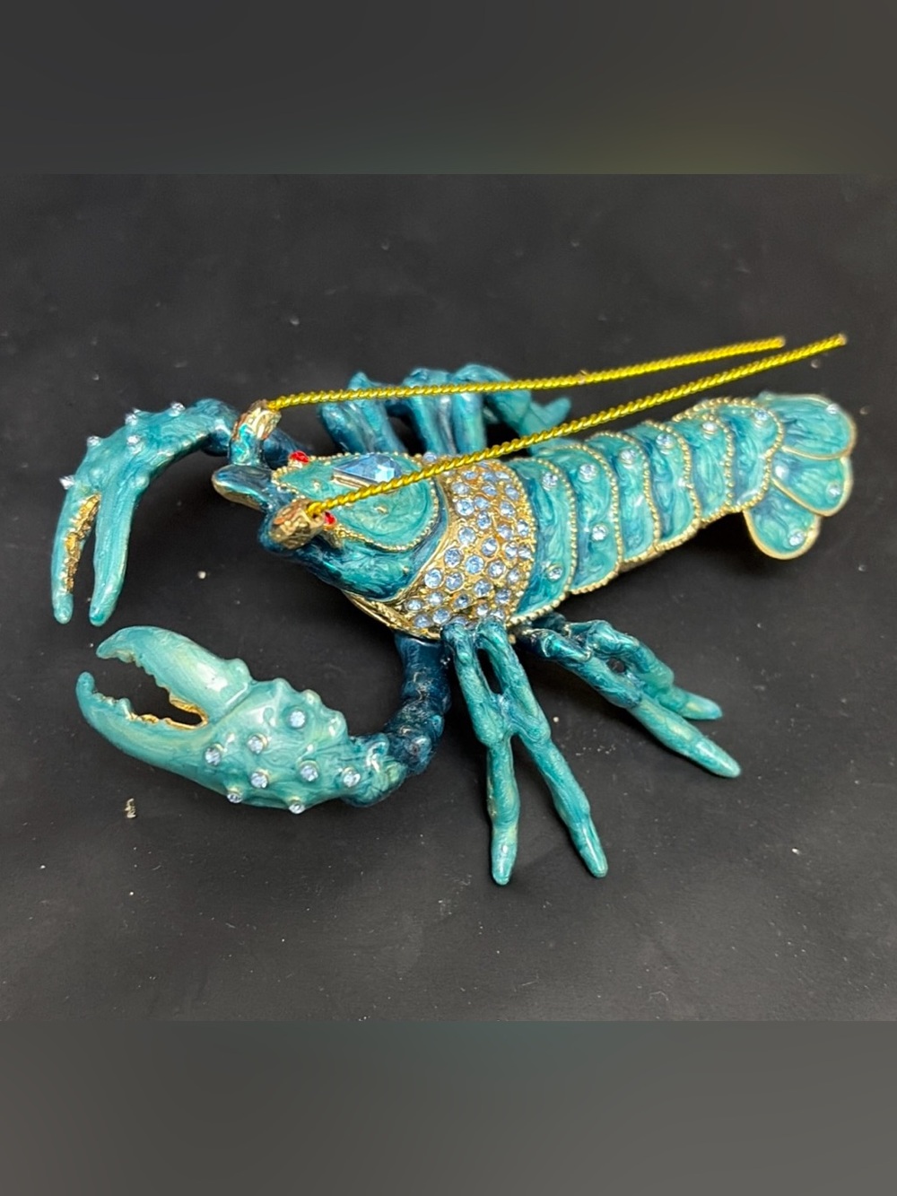 LOBSTER Jeweled Embellished Painted Enamel Collectible Treasures Trinket Box